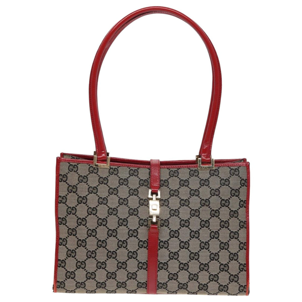 GUCCI GG Canvas Jackie Hand Bag Beige Red 002 1073 002122 83658