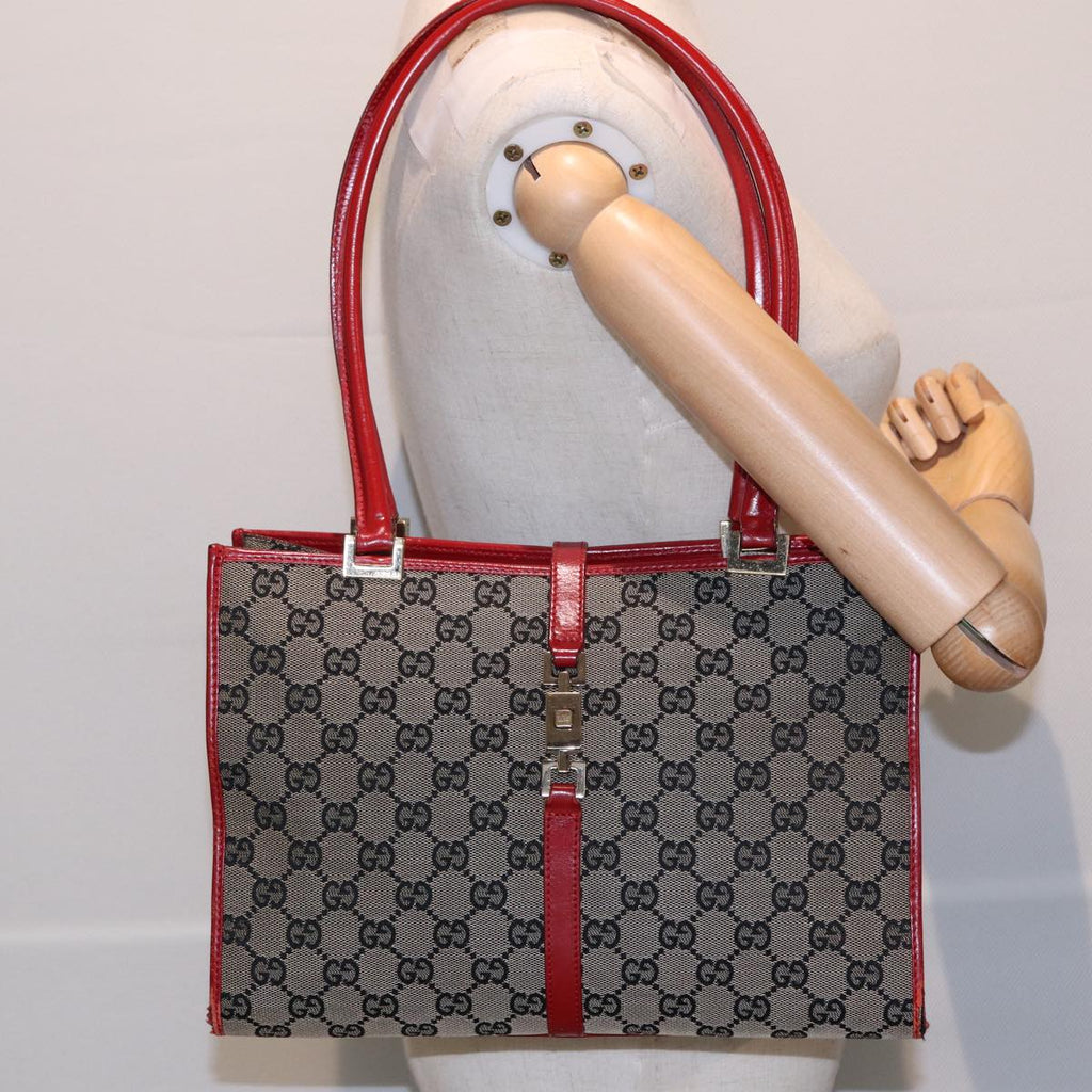 GUCCI GG Canvas Jackie Hand Bag Beige Red 002 1073 002122 83658