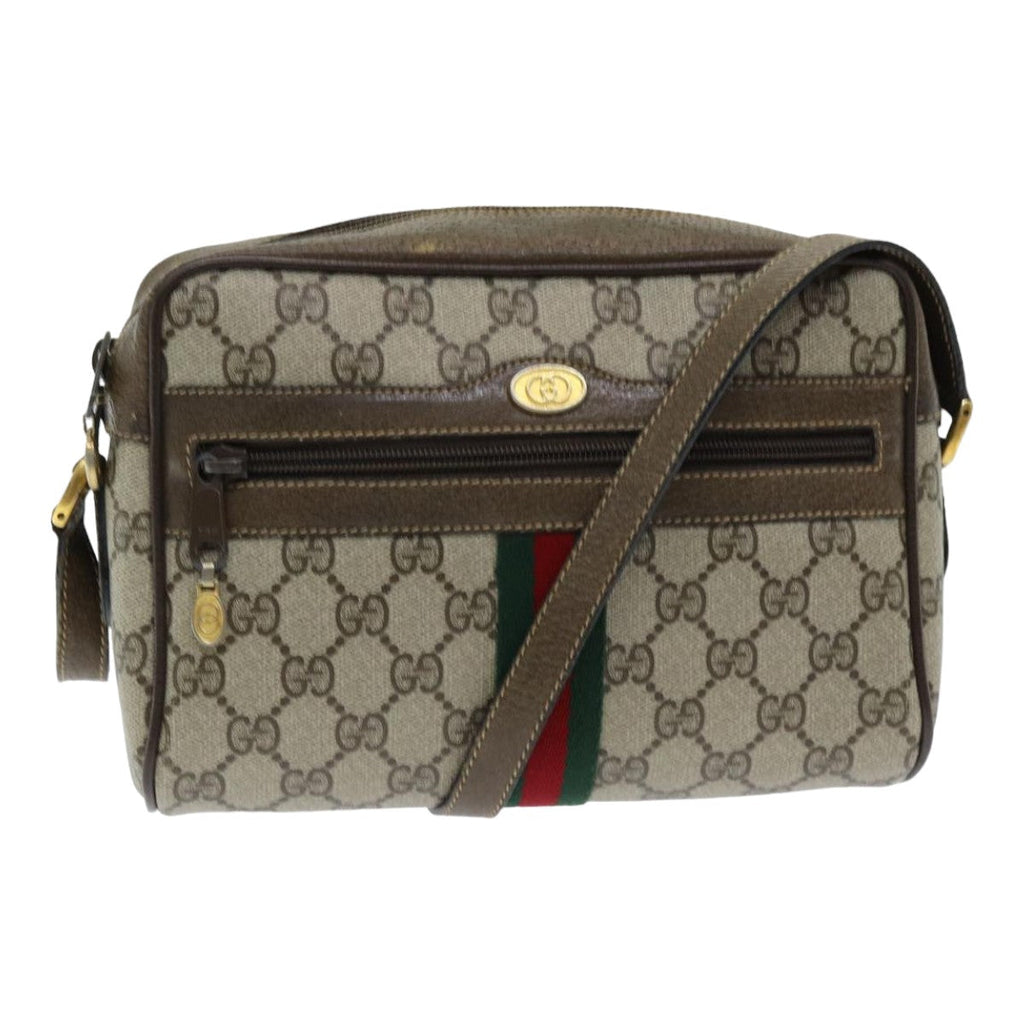 GUCCI GG Supreme Web Sherry Line Shoulder Bag PVC Beige 904 02 004 83660