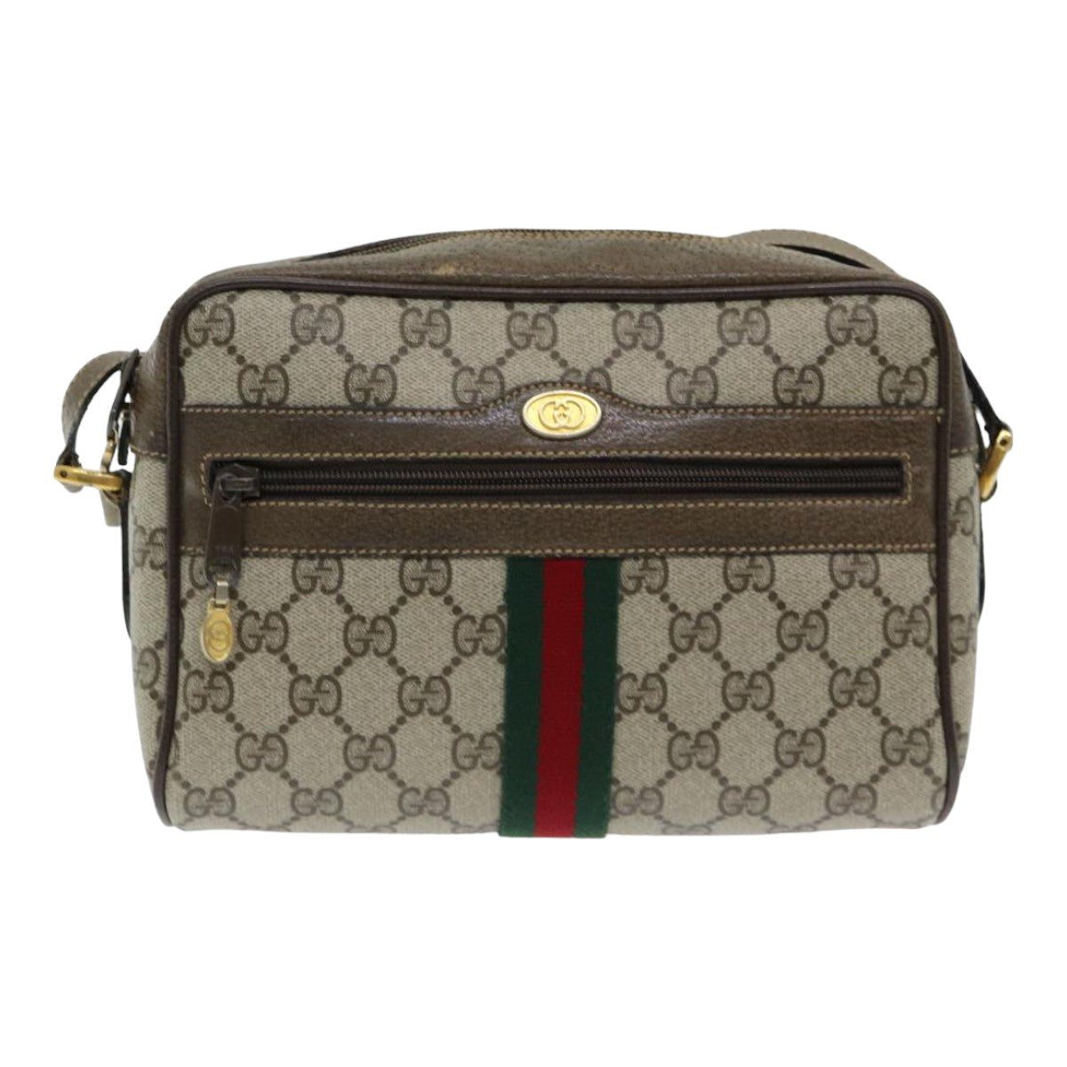 GUCCI GG Supreme Web Sherry Line Shoulder Bag PVC Beige 904 02 004 83660
