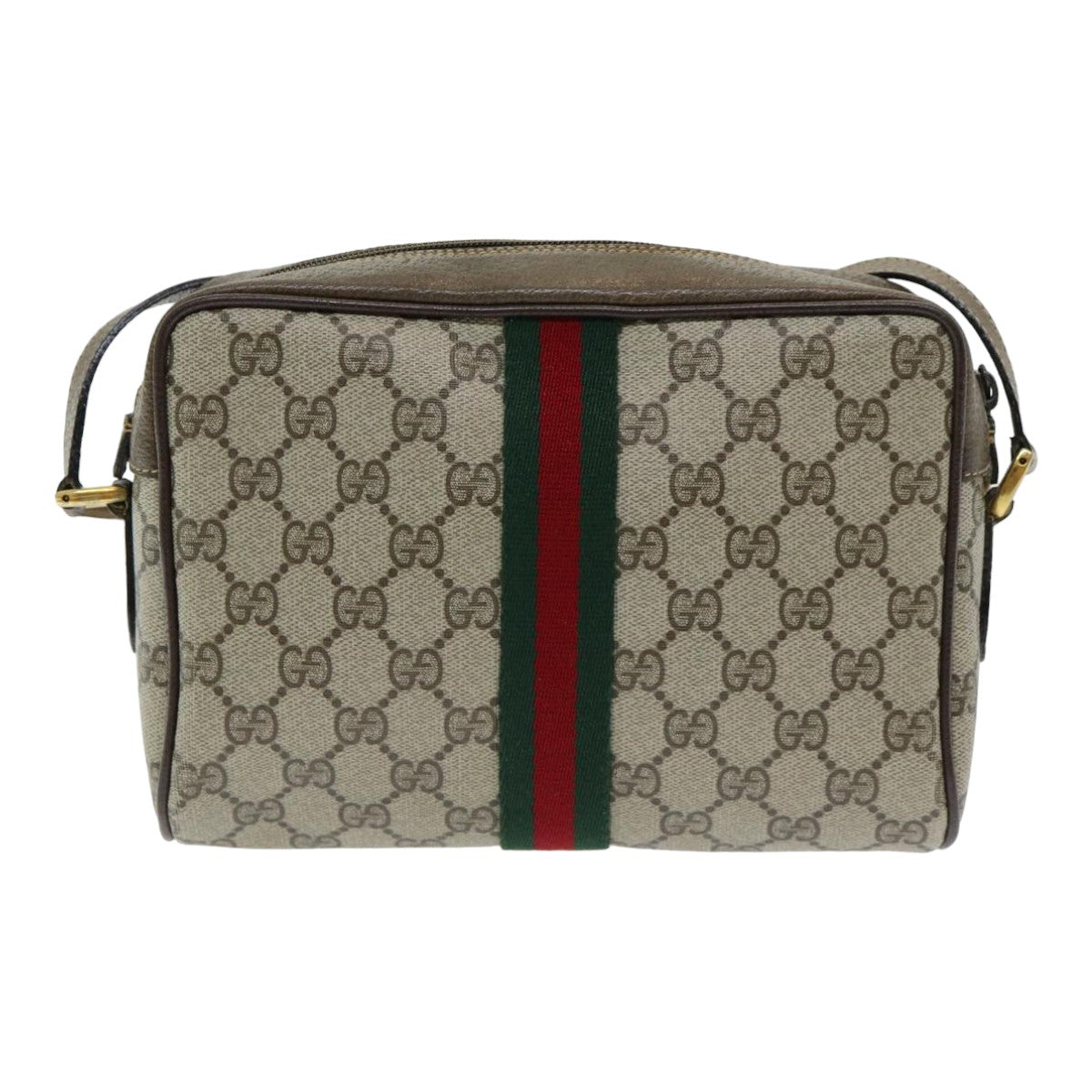 GUCCI GG Supreme Web Sherry Line Shoulder Bag PVC Beige 904 02 004 83660