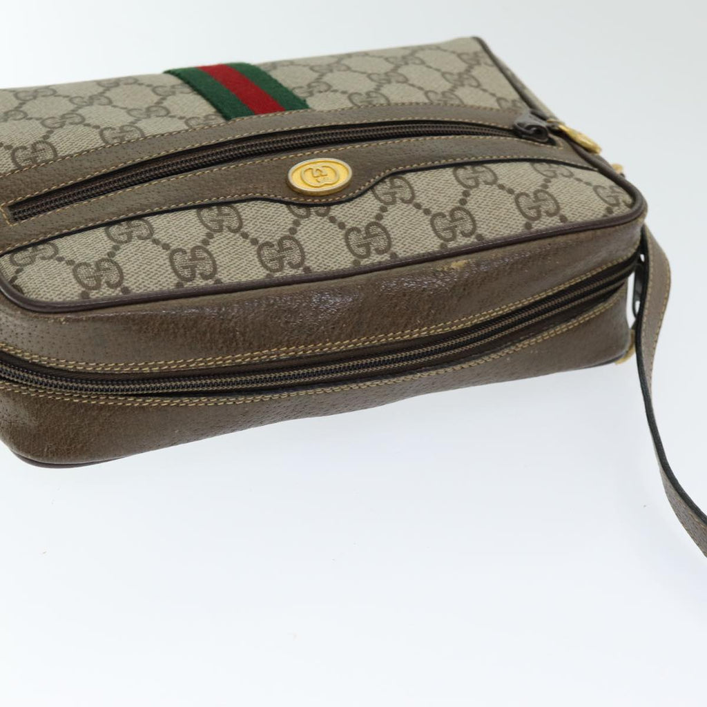GUCCI GG Supreme Web Sherry Line Shoulder Bag PVC Beige 904 02 004 83660