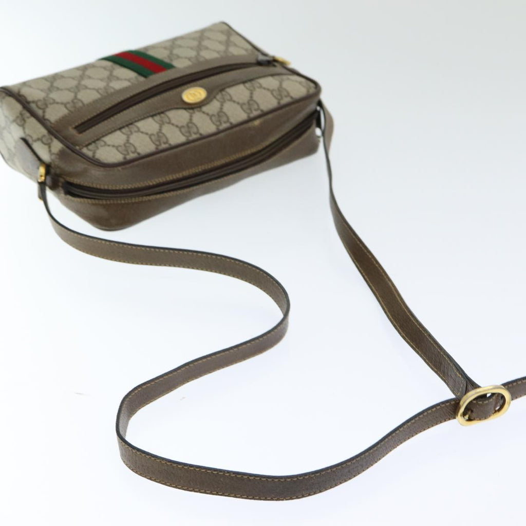 GUCCI GG Supreme Web Sherry Line Shoulder Bag PVC Beige 904 02 004 83660