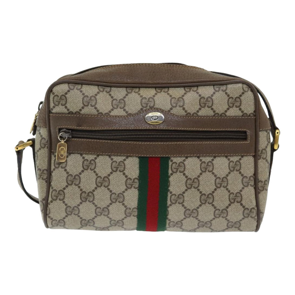 GUCCI GG Supreme Web Sherry Line Shoulder Bag PVC Beige 63 02 004 83661