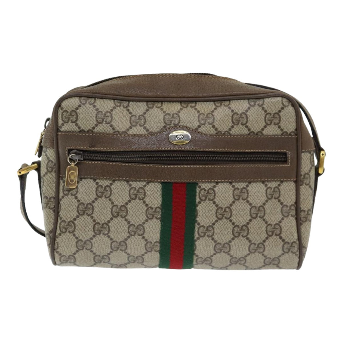 GUCCI GG Supreme Web Sherry Line Shoulder Bag PVC Beige 63 02 004 83661