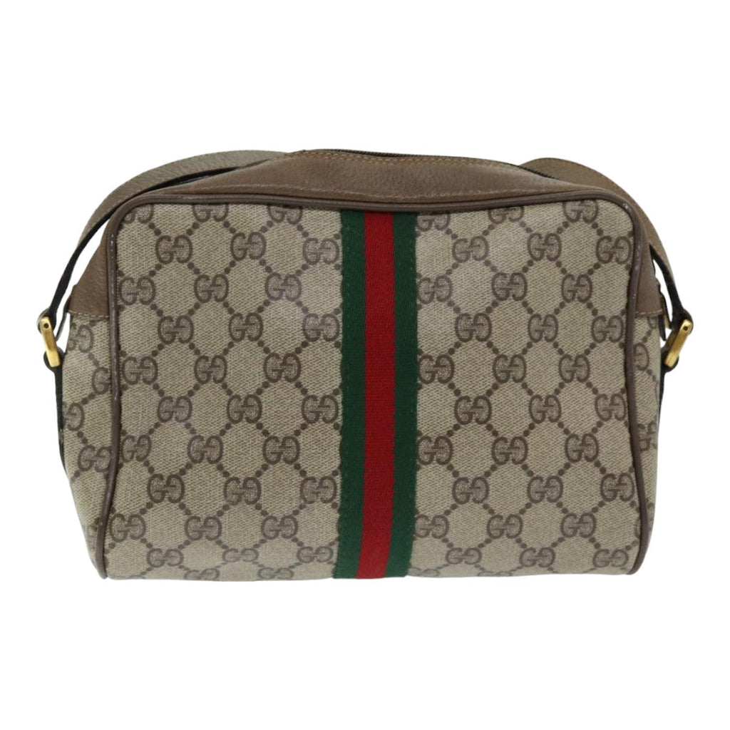 GUCCI GG Supreme Web Sherry Line Shoulder Bag PVC Beige 63 02 004 83661