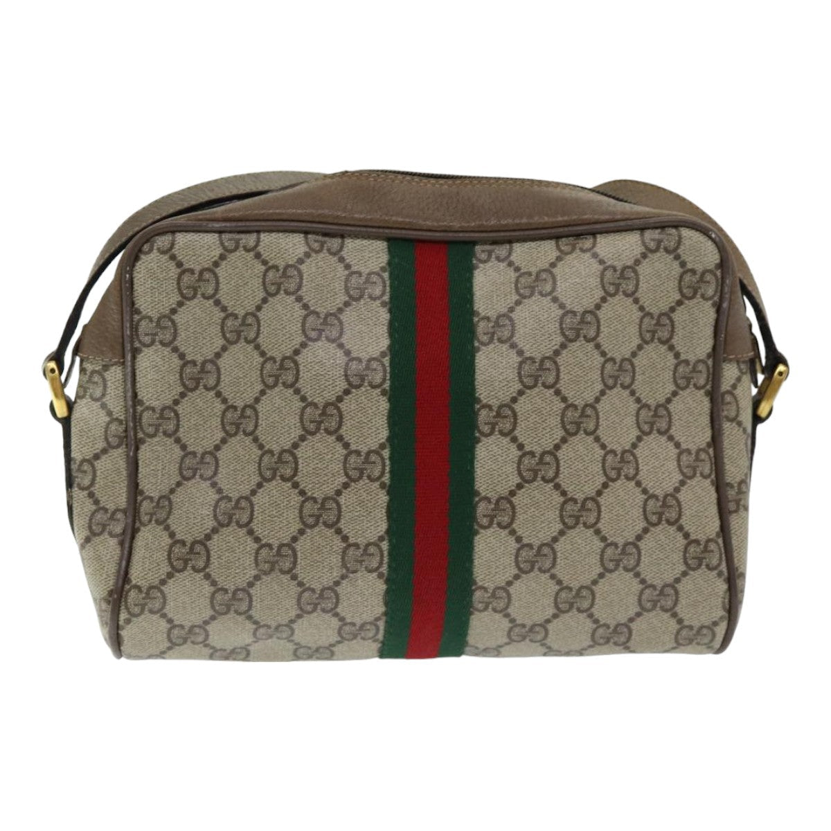 GUCCI GG Supreme Web Sherry Line Shoulder Bag PVC Beige 63 02 004 83661