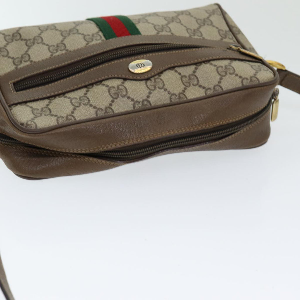 GUCCI GG Supreme Web Sherry Line Shoulder Bag PVC Beige 63 02 004 83661