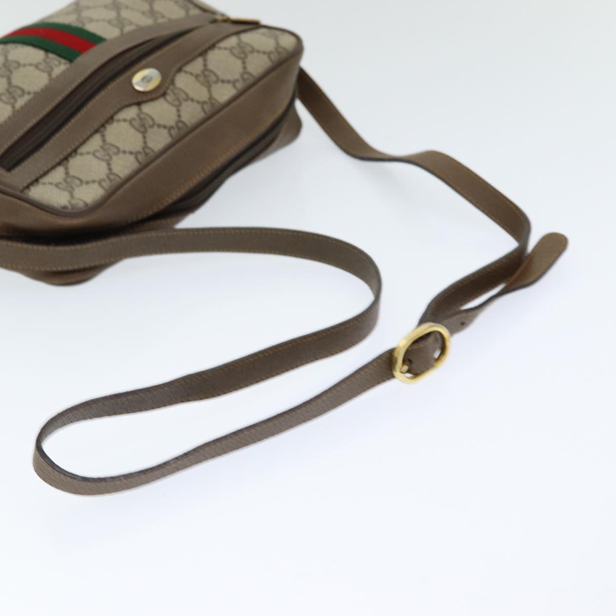 GUCCI GG Supreme Web Sherry Line Shoulder Bag PVC Beige 63 02 004 83661