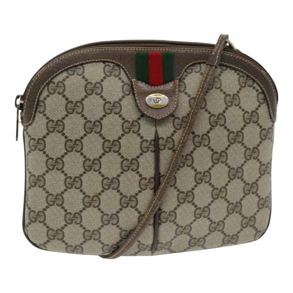 GUCCI GG Supreme Web Sherry Line Shoulder Bag PVC Beige 904 02 047 83663