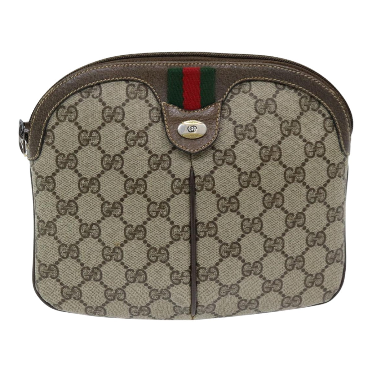GUCCI GG Supreme Web Sherry Line Shoulder Bag PVC Beige 904 02 047 83663