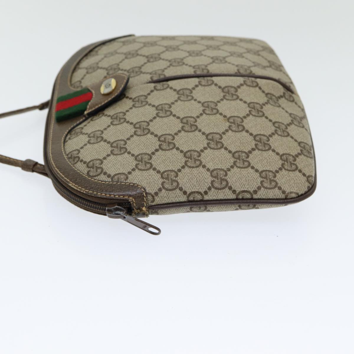 GUCCI GG Supreme Web Sherry Line Shoulder Bag PVC Beige 904 02 047 83663