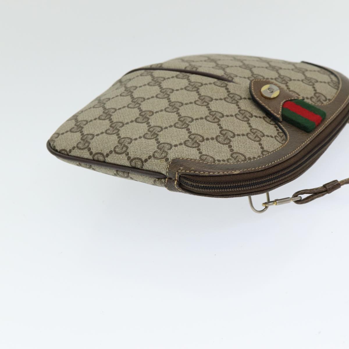 GUCCI GG Supreme Web Sherry Line Shoulder Bag PVC Beige 904 02 047 83663