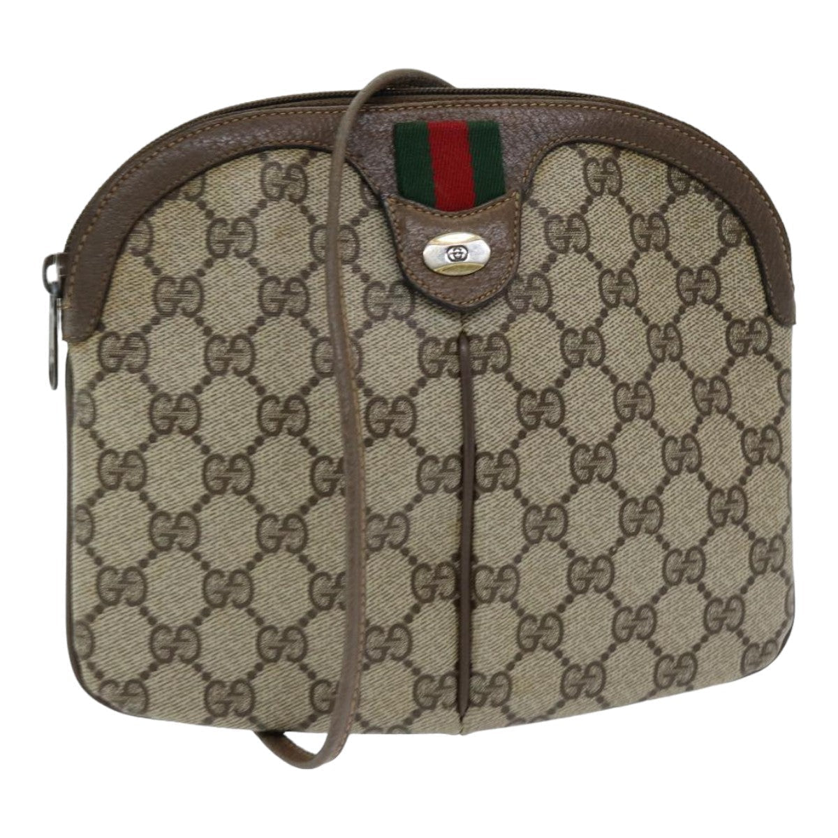 GUCCI GG Supreme Web Sherry Line Shoulder Bag PVC Beige 904 02 047 83664