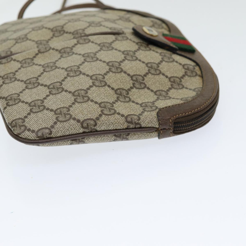 GUCCI GG Supreme Web Sherry Line Shoulder Bag PVC Beige 904 02 047 83664