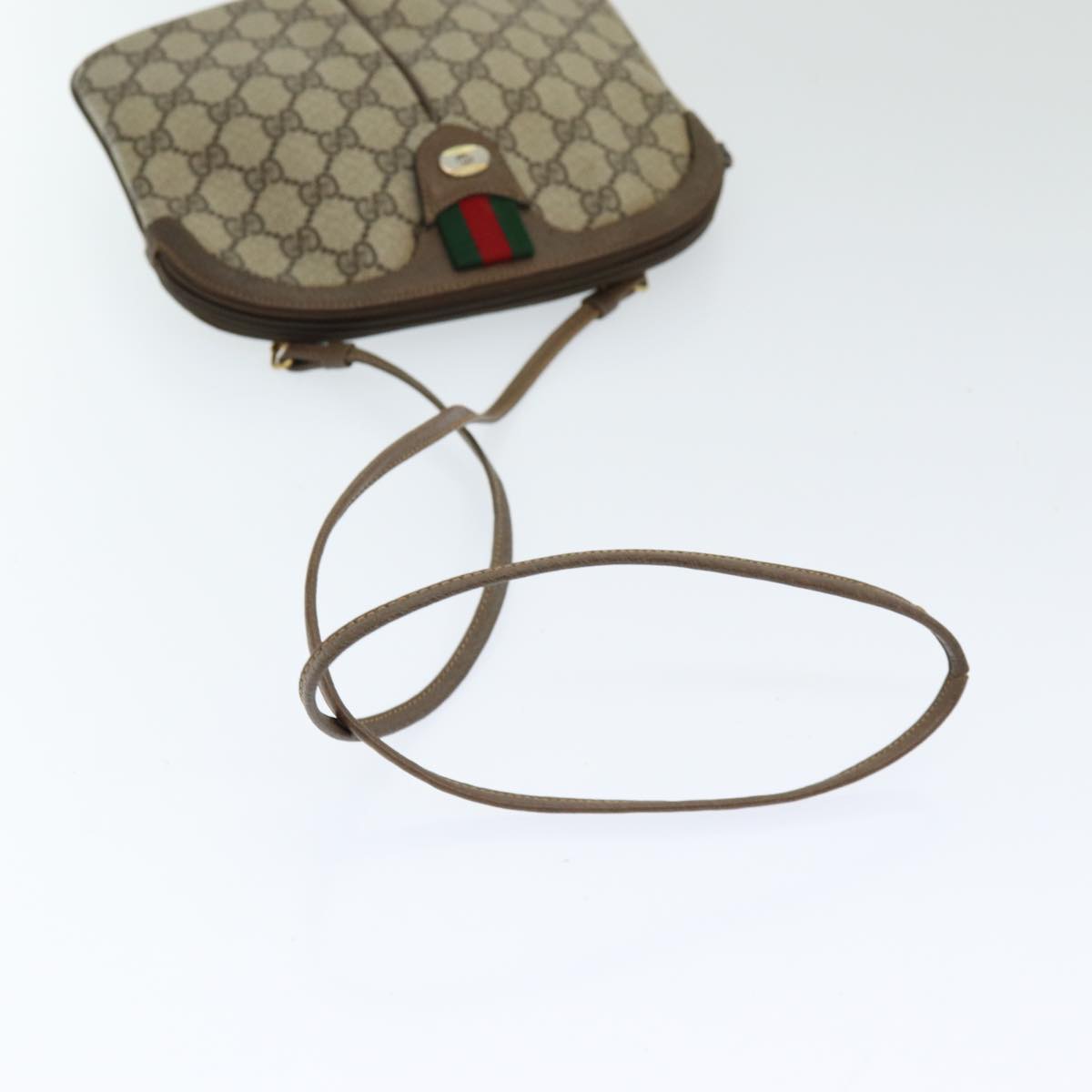 GUCCI GG Supreme Web Sherry Line Shoulder Bag PVC Beige 904 02 047 83664