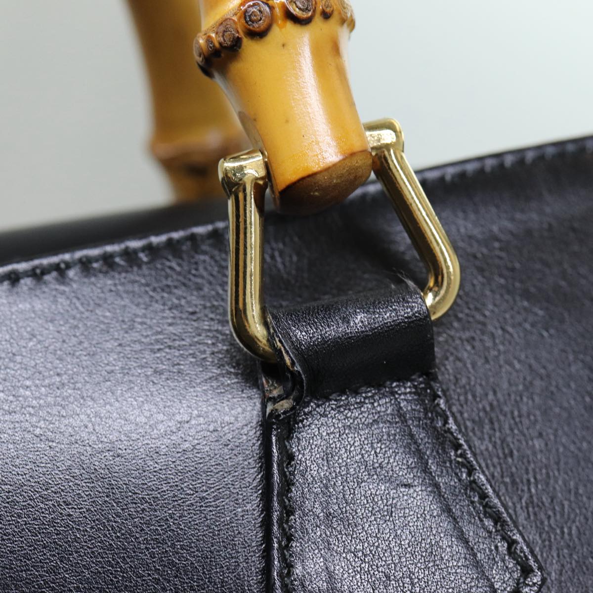 GUCCI Bamboo Hand Bag Leather 2way Black 002 123 0322 83701