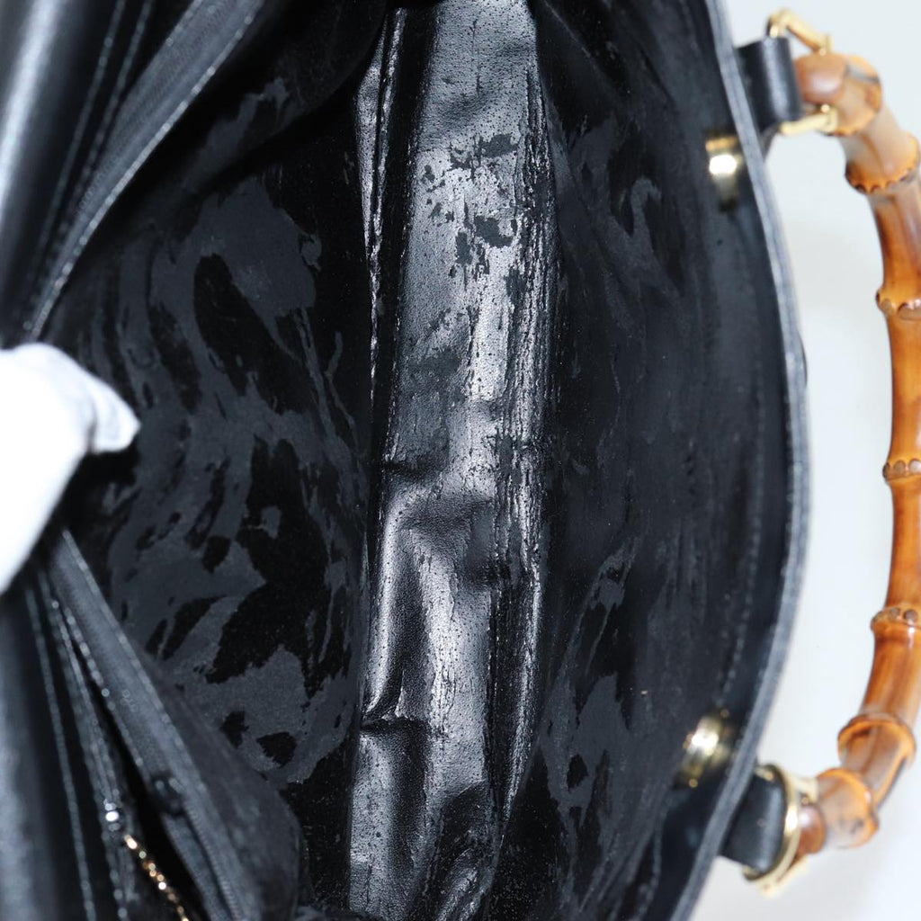 GUCCI Bamboo Hand Bag Leather 2way Black 002 123 0322 83701