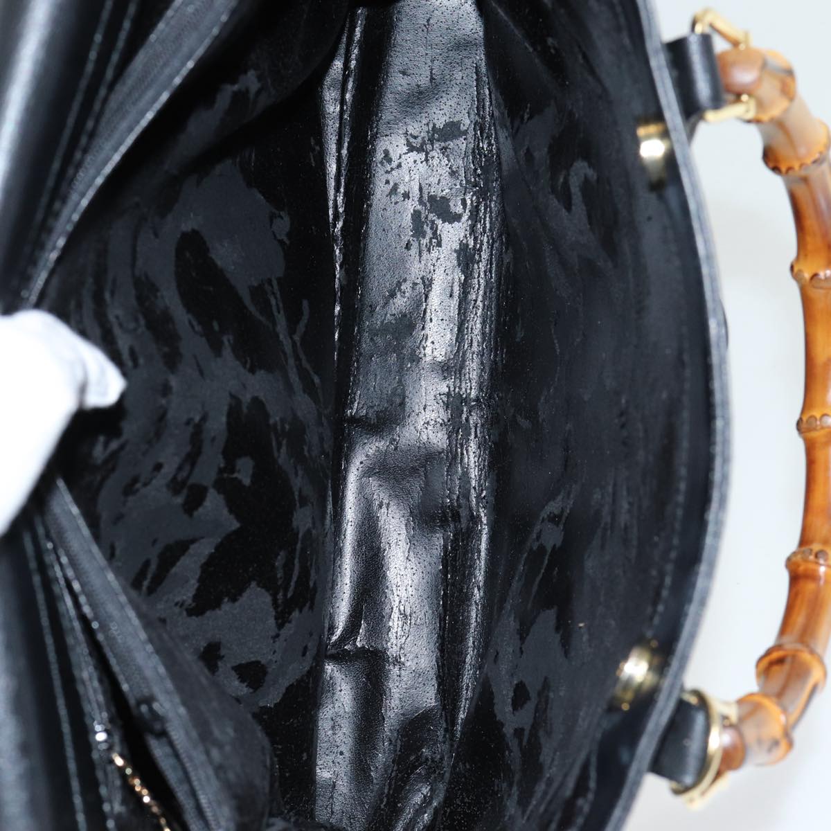 GUCCI Bamboo Hand Bag Leather 2way Black 002 123 0322 83701