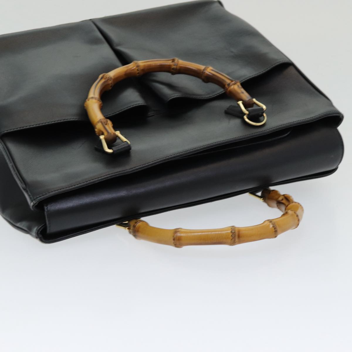 GUCCI Bamboo Hand Bag Leather 2way Black 002 123 0322 83701