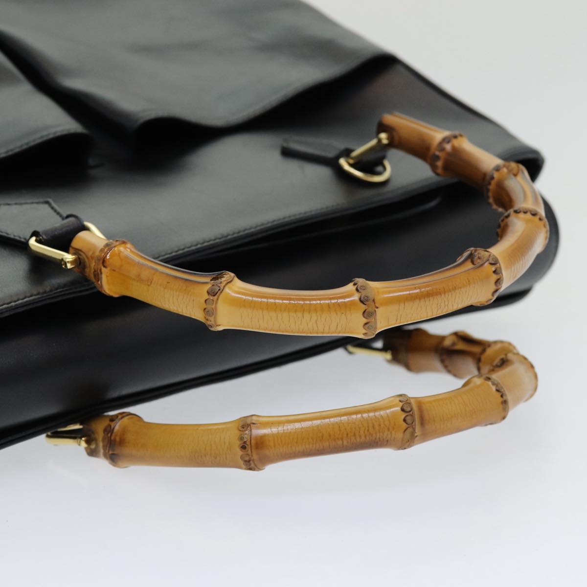 GUCCI Bamboo Hand Bag Leather 2way Black 002 123 0322 83701