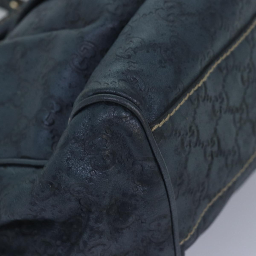 GUCCI GG Canvas Tote Bag Guccissima Leather Blue 211944 83703