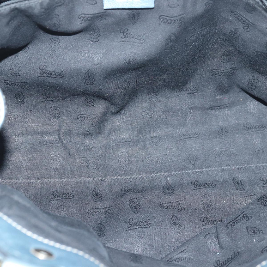 GUCCI GG Canvas Tote Bag Guccissima Leather Blue 211944 83703