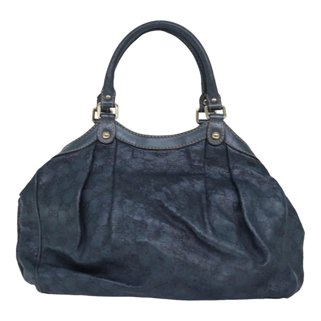 GUCCI GG Canvas Tote Bag Guccissima Leather Blue 211944 83703