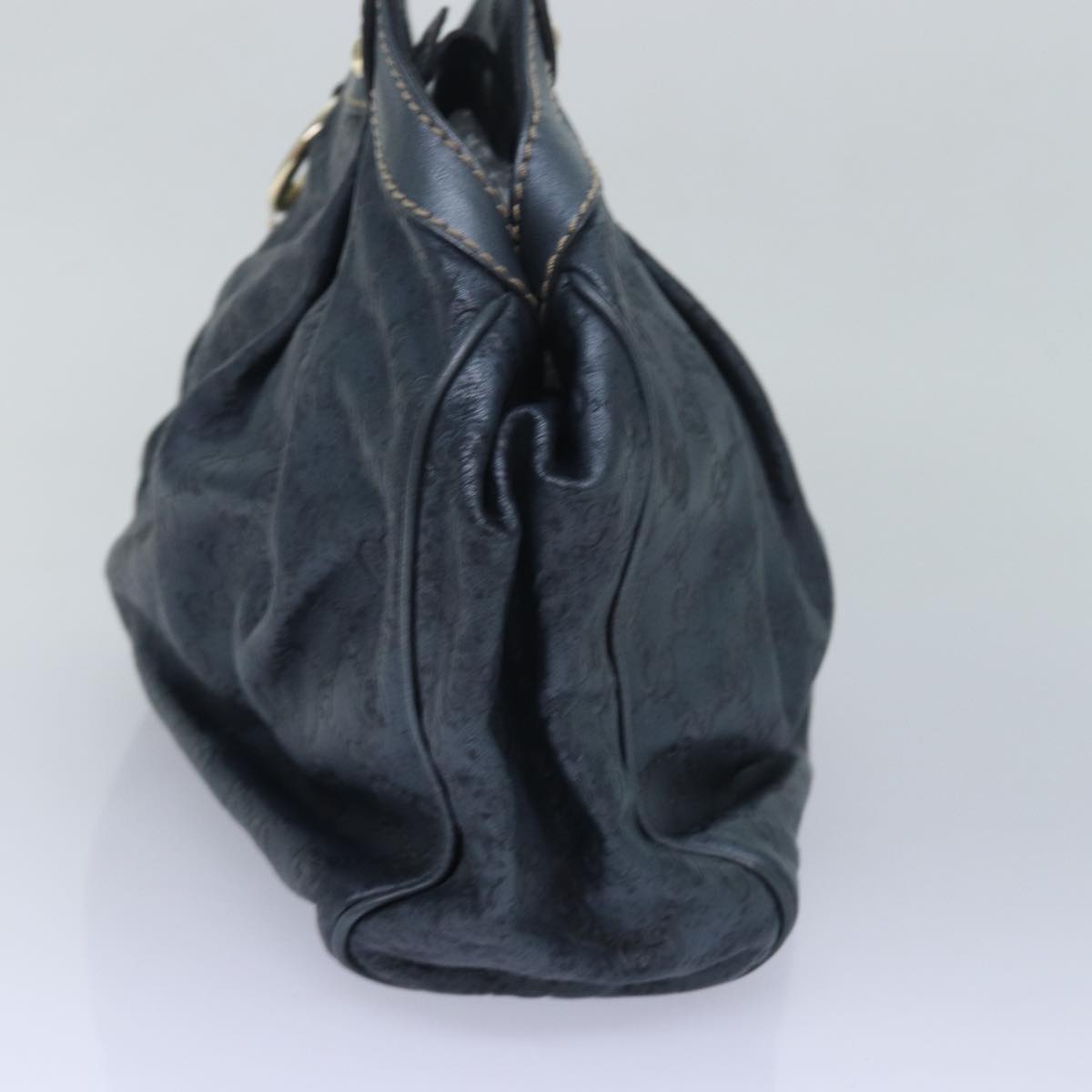 GUCCI GG Canvas Tote Bag Guccissima Leather Blue 211944 83703