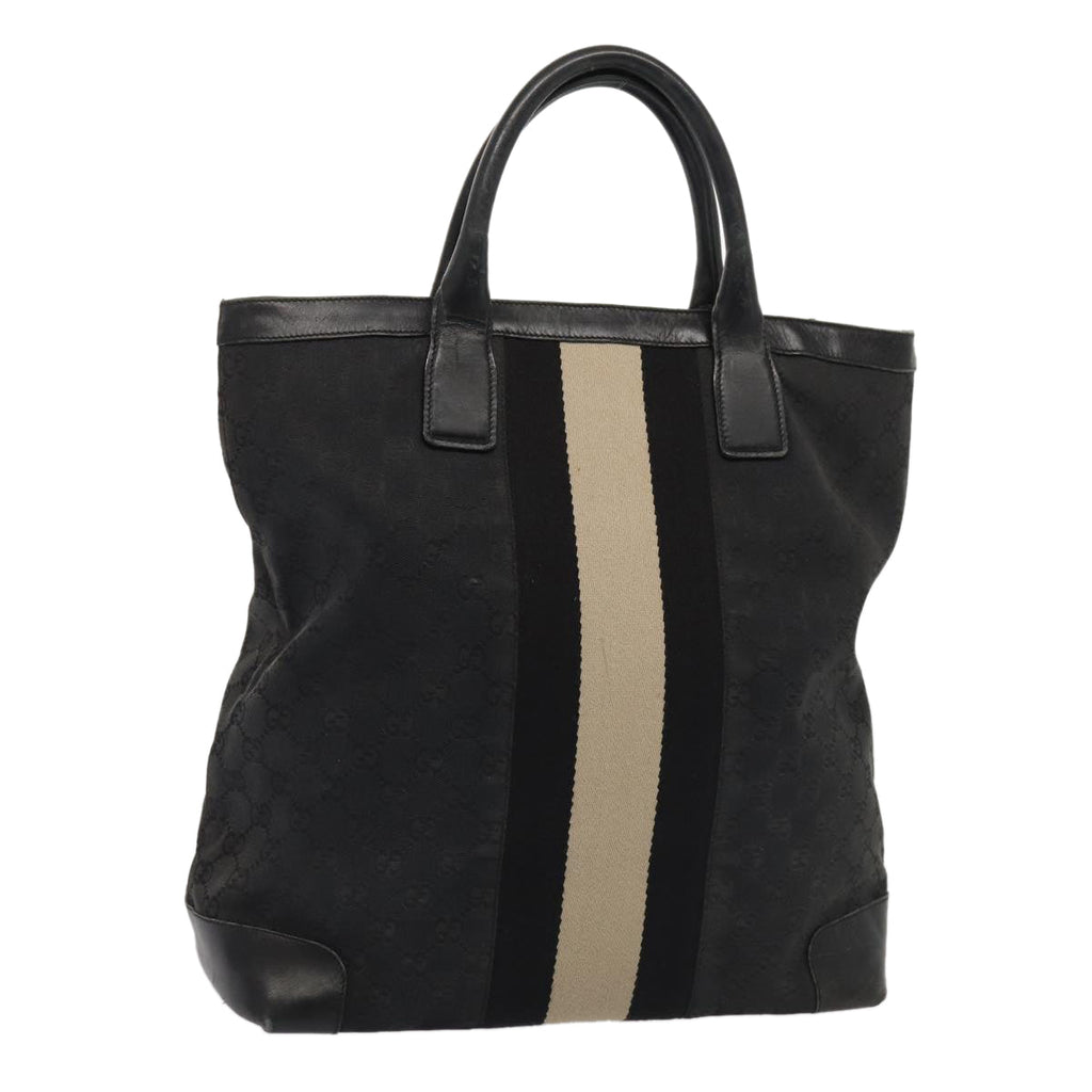 GUCCI GG Canvas Tote Bag Black White 002 1093 83718