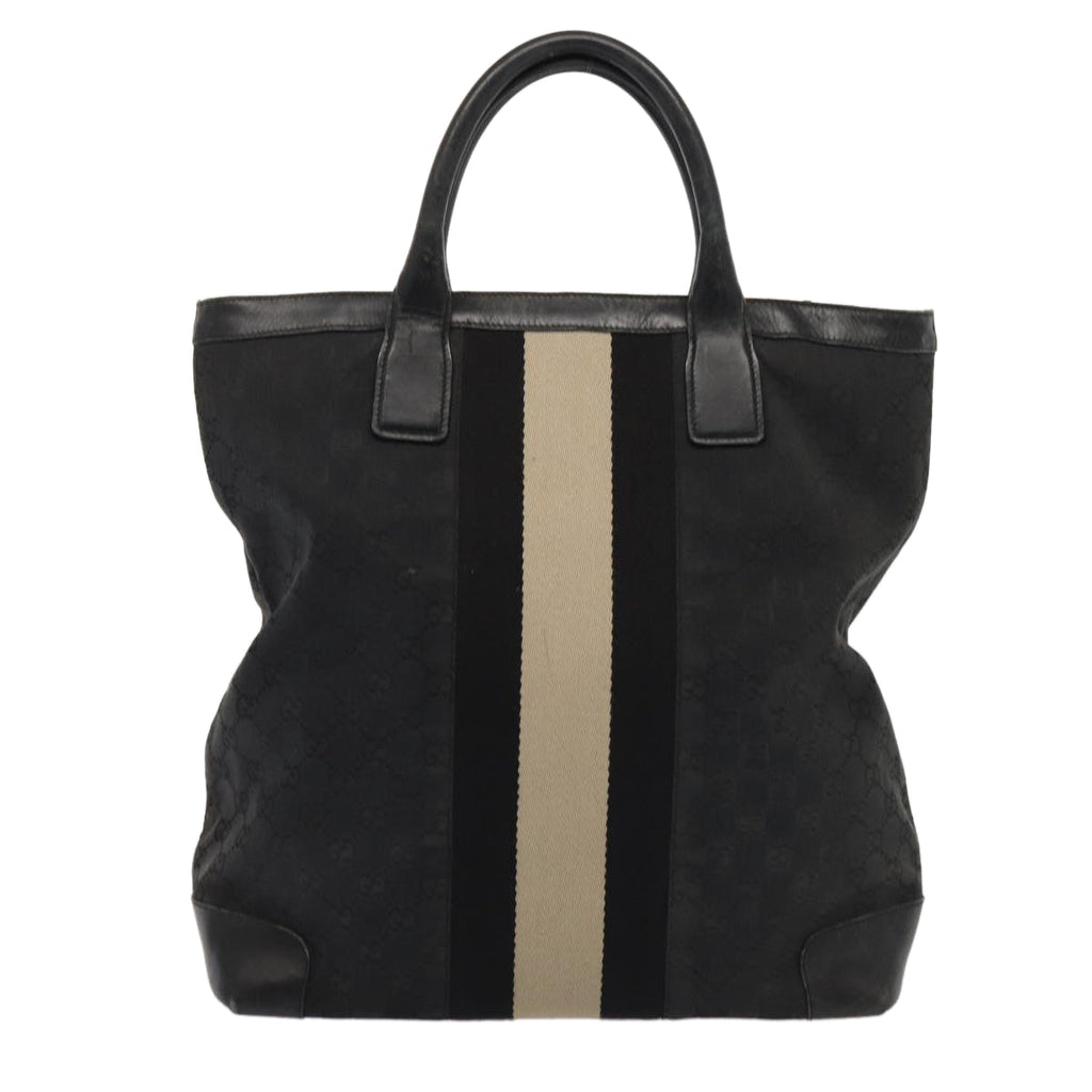 GUCCI GG Canvas Tote Bag Black White 002 1093 83718