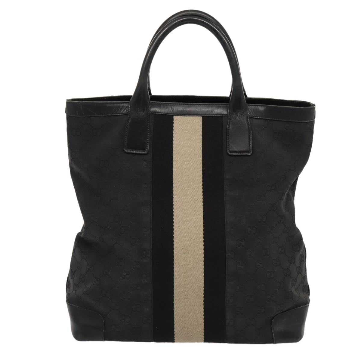 GUCCI GG Canvas Tote Bag Black White 002 1093 83718