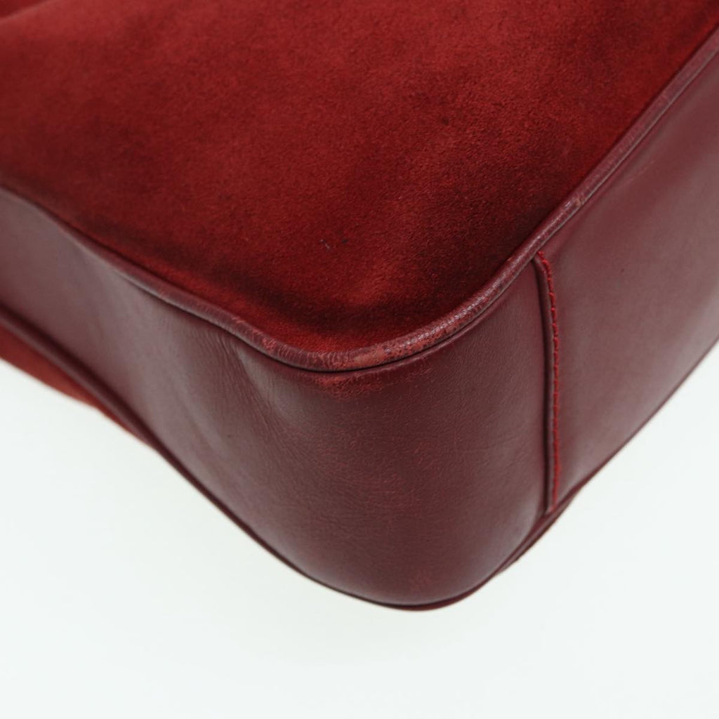 GUCCI Bamboo Hand Bag Suede 2way Red 001 1638 83719