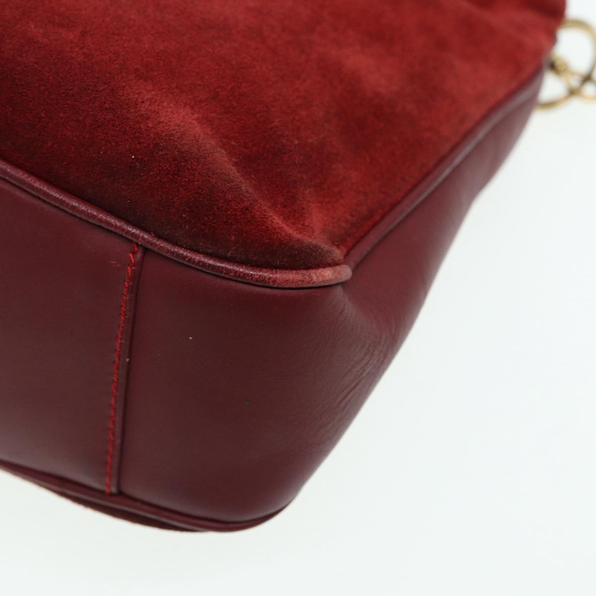GUCCI Bamboo Hand Bag Suede 2way Red 001 1638 83719