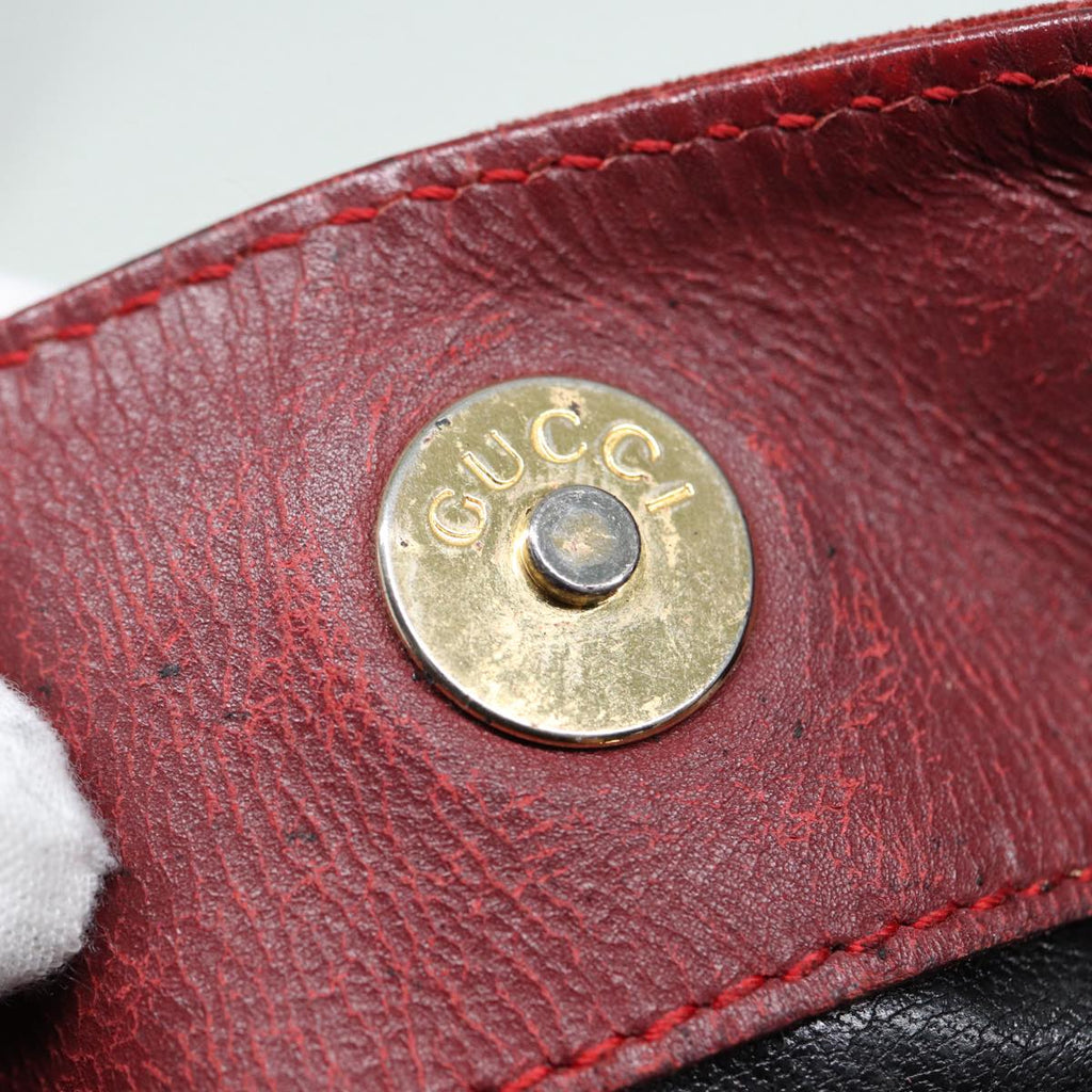 GUCCI Bamboo Hand Bag Suede 2way Red 001 1638 83719