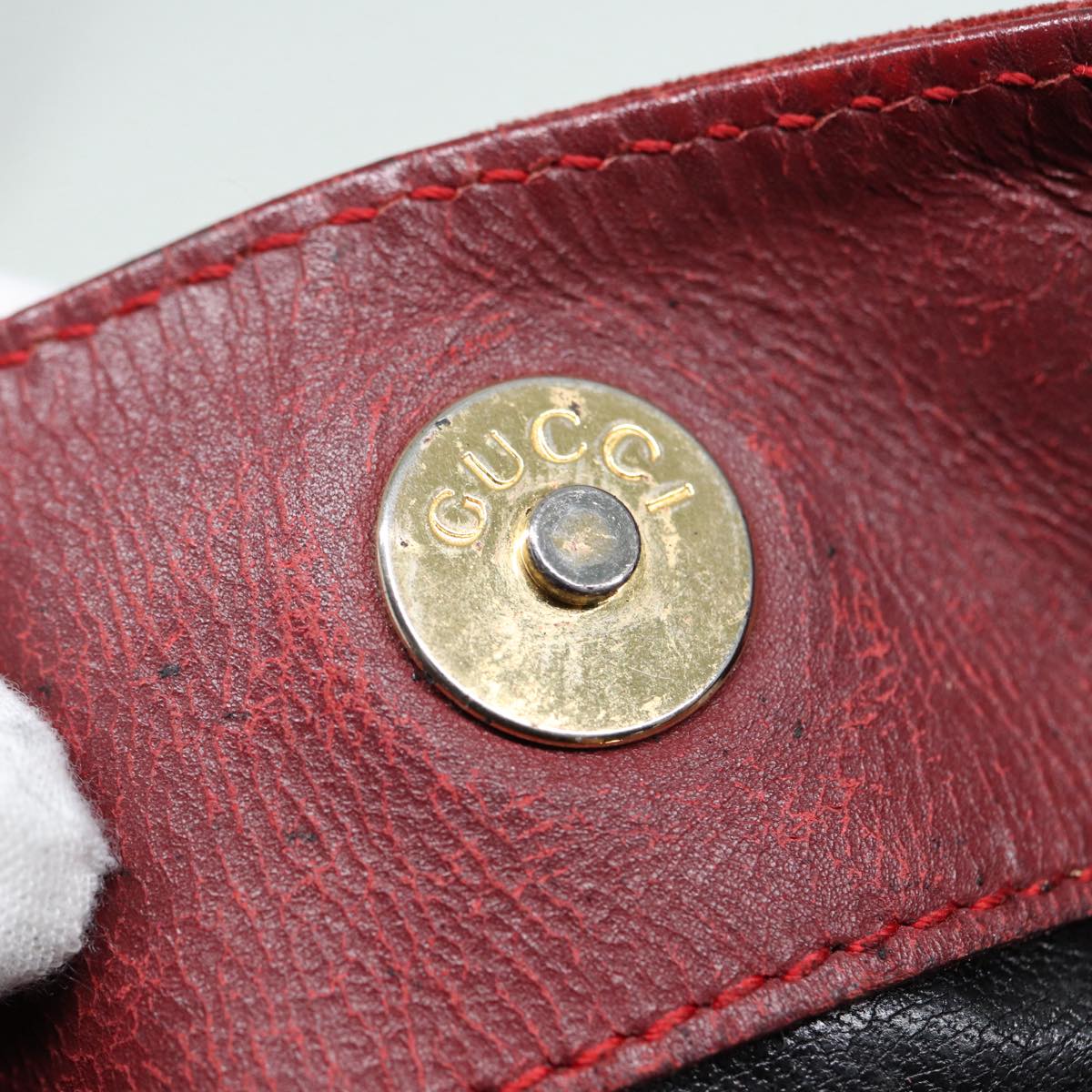 GUCCI Bamboo Hand Bag Suede 2way Red 001 1638 83719