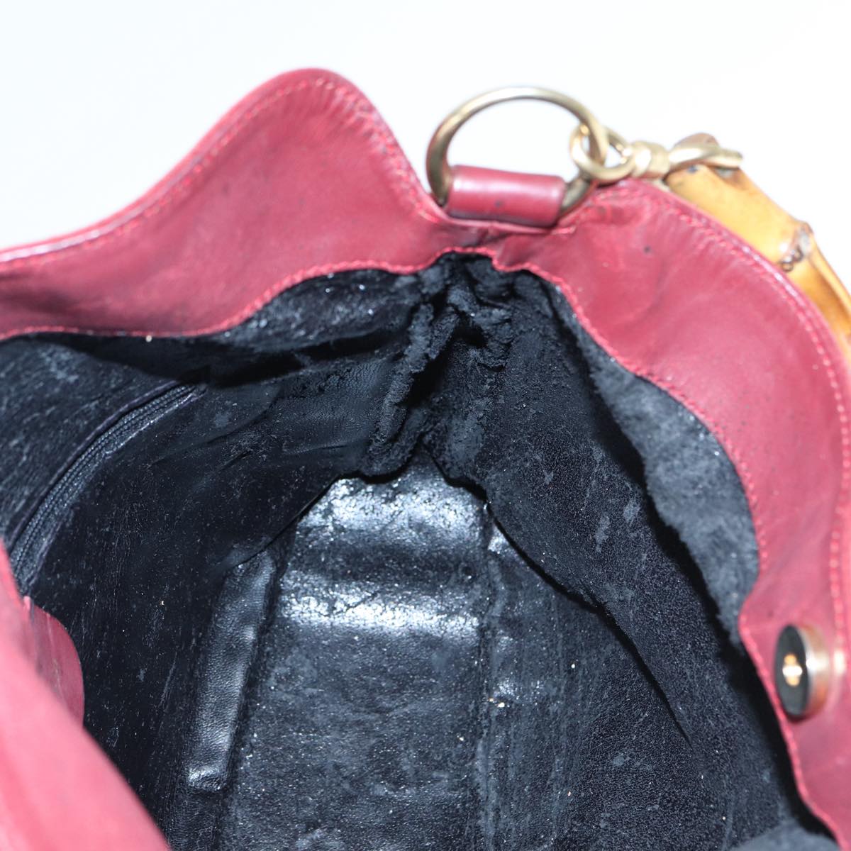 GUCCI Bamboo Hand Bag Suede 2way Red 001 1638 83719