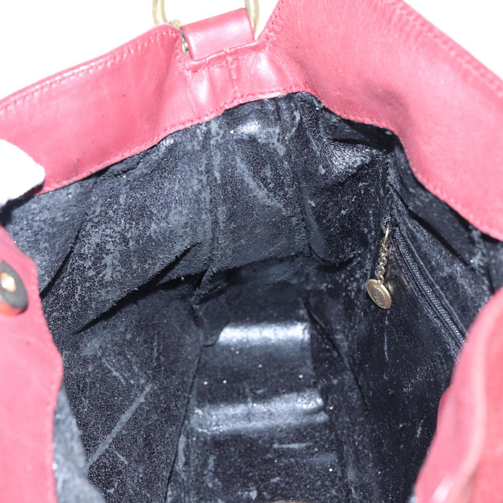 GUCCI Bamboo Hand Bag Suede 2way Red 001 1638 83719