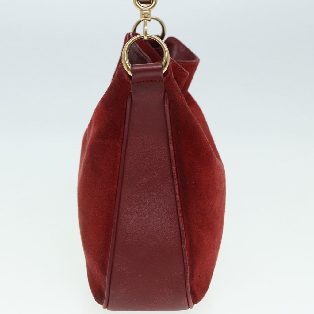 GUCCI Bamboo Hand Bag Suede 2way Red 001 1638 83719