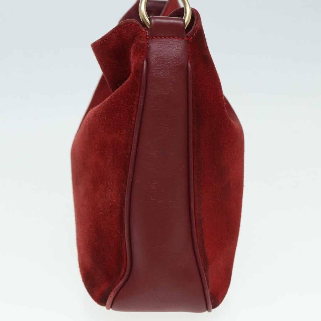 GUCCI Bamboo Hand Bag Suede 2way Red 001 1638 83719