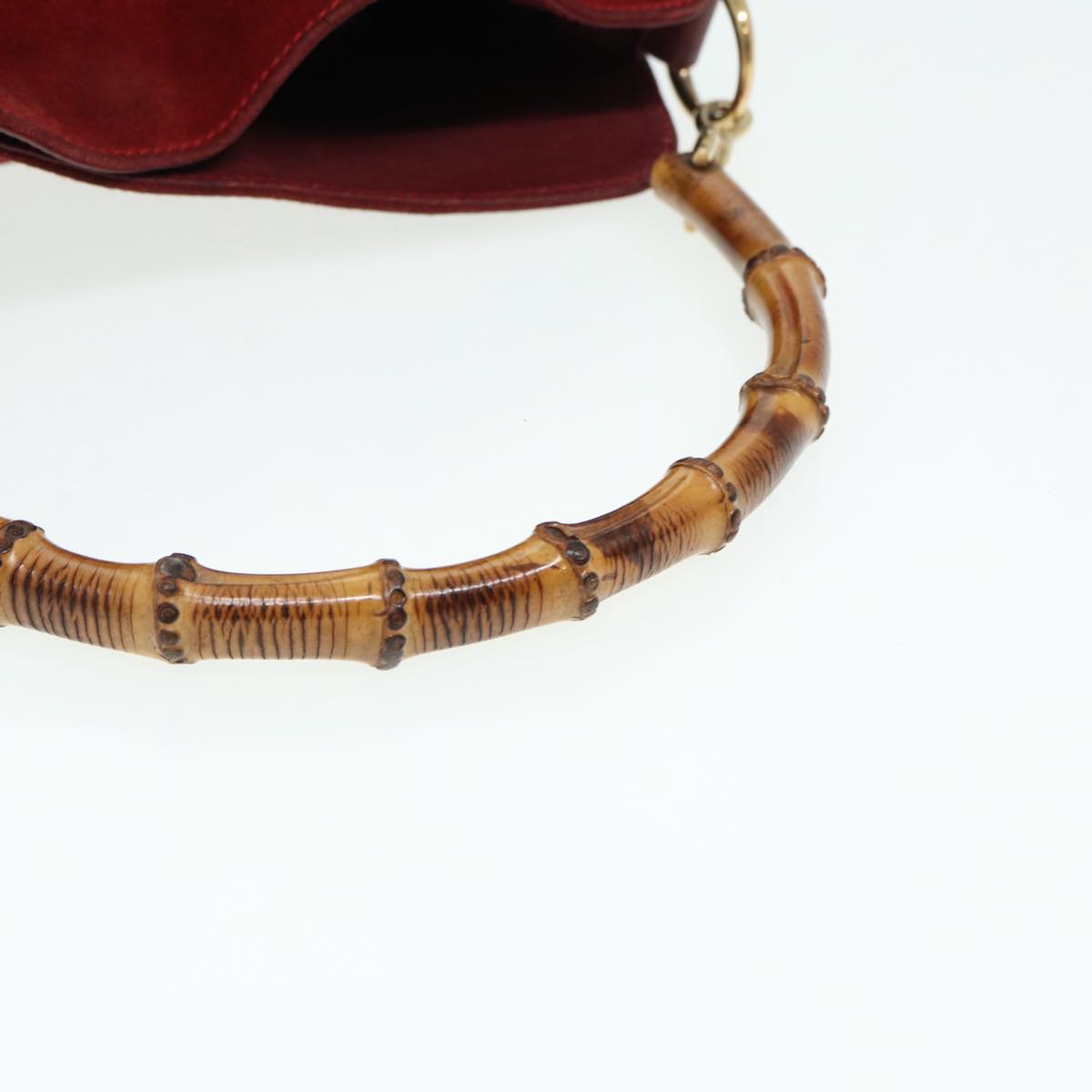 GUCCI Bamboo Hand Bag Suede 2way Red 001 1638 83719