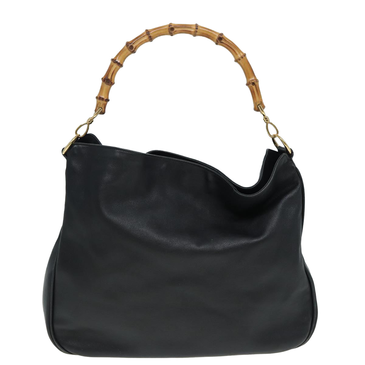 GUCCI Bamboo Hand Bag Leather Black 001 1577 200047 83720