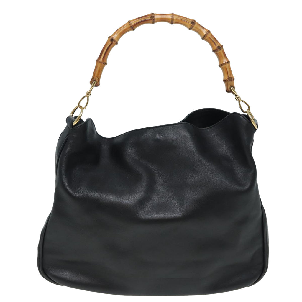 GUCCI Bamboo Hand Bag Leather Black 001 1577 200047 83720