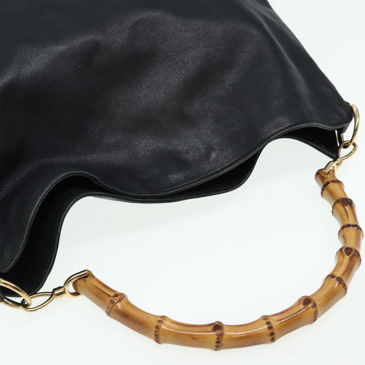 GUCCI Bamboo Hand Bag Leather Black 001 1577 200047 83720
