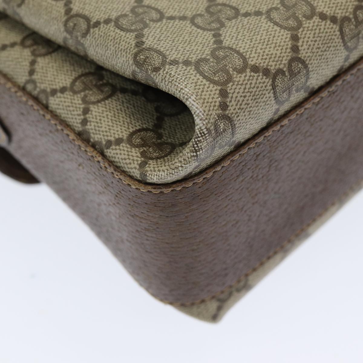 GUCCI GG Supreme Web Sherry Line Shoulder Bag PVC Beige 83722