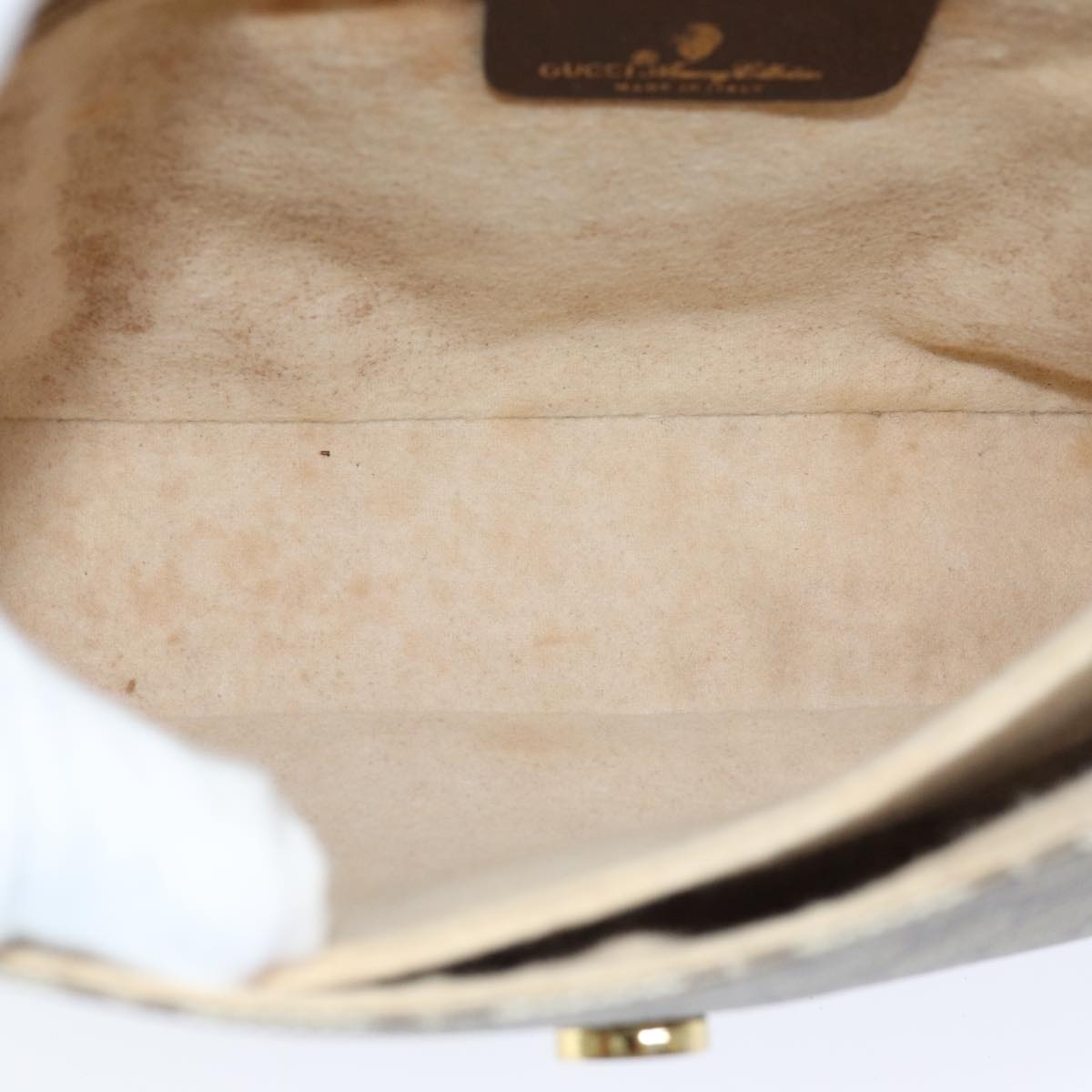 GUCCI GG Supreme Web Sherry Line Shoulder Bag PVC Beige 83722