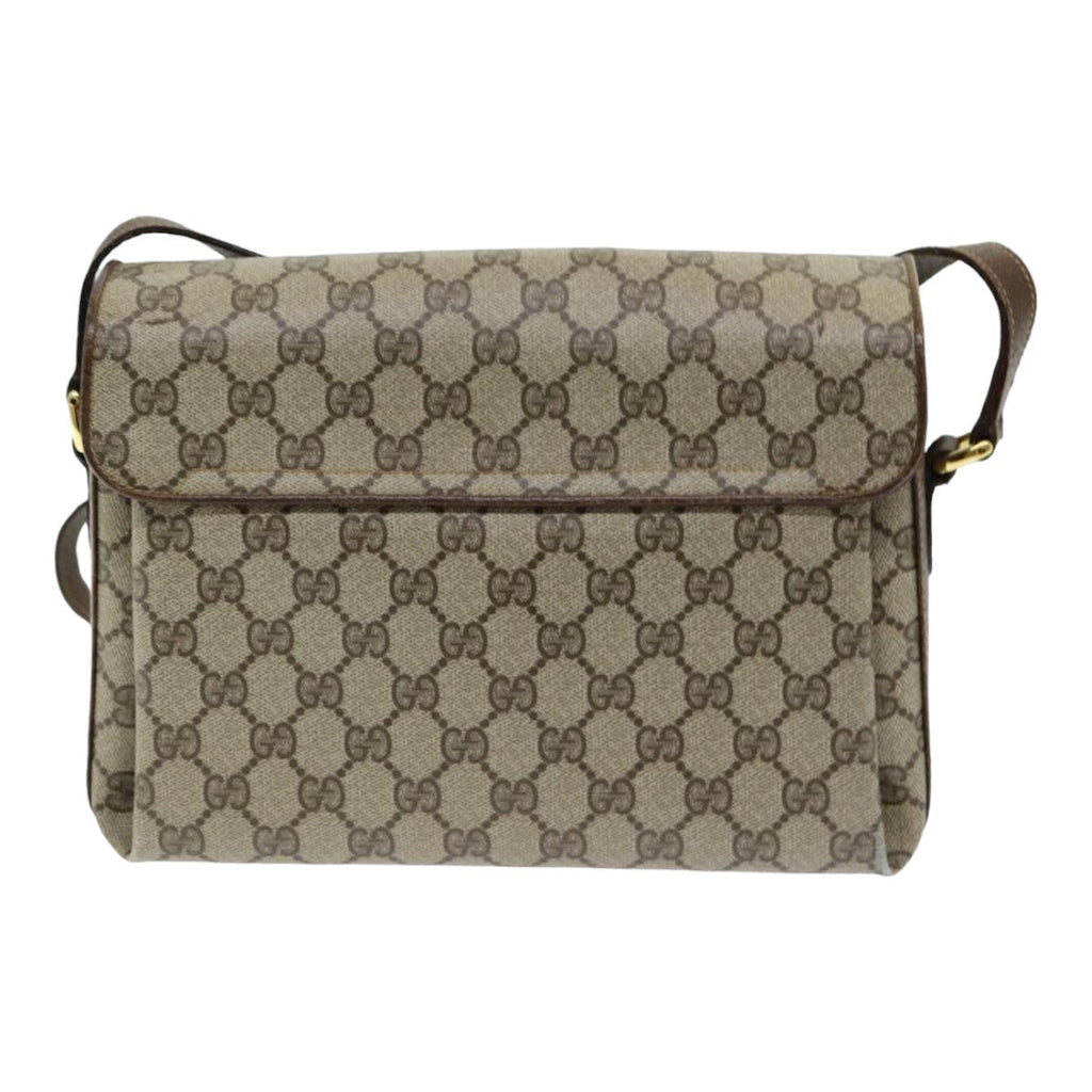 GUCCI GG Supreme Web Sherry Line Shoulder Bag PVC Beige 83722