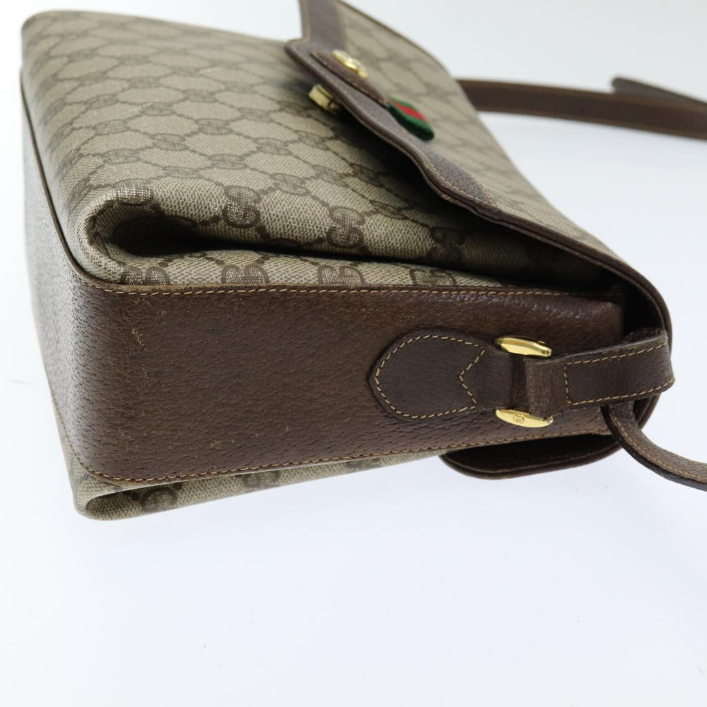 GUCCI GG Supreme Web Sherry Line Shoulder Bag PVC Beige 83722
