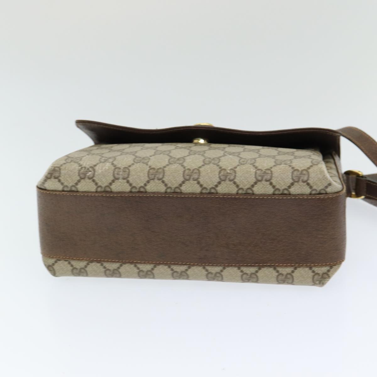 GUCCI GG Supreme Web Sherry Line Shoulder Bag PVC Beige 83722