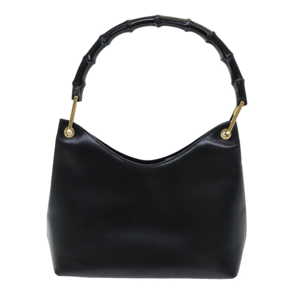 GUCCI Bamboo Hand Bag Leather Black 001 3008 000926 83723